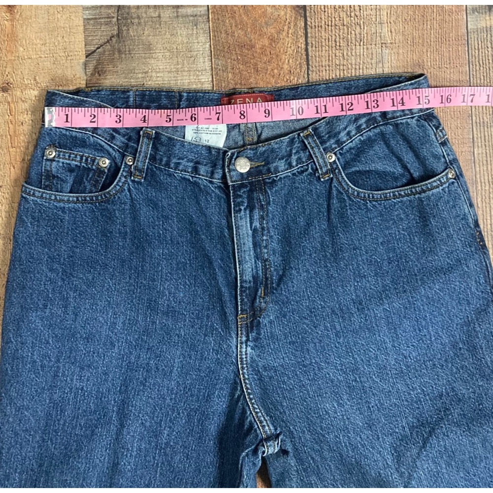Y2K Zena Jeans Womens Cropped Raw Hem Denim Pants Medium Wash Blue Size 12 - Picture 6 of 8
